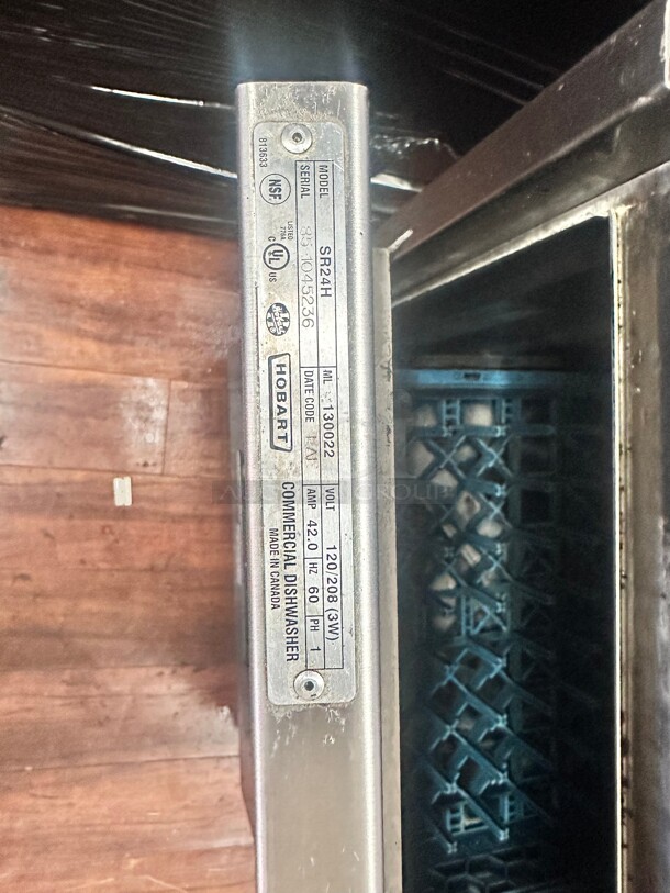 Hobart SR24H 24 inch High Temp Undercounter Dishwasher 120/208v 1ph Working - Image 9 of 10
