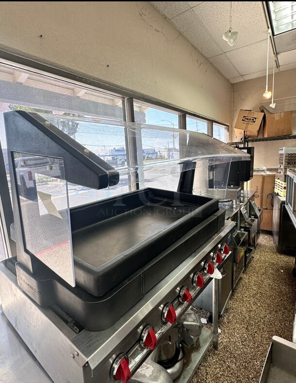 Cambro BUF48 42 x 24 x 7 Black Buffet Bar Base With Sneeze Guard Great For Salsa Bar - Image 1 of 11