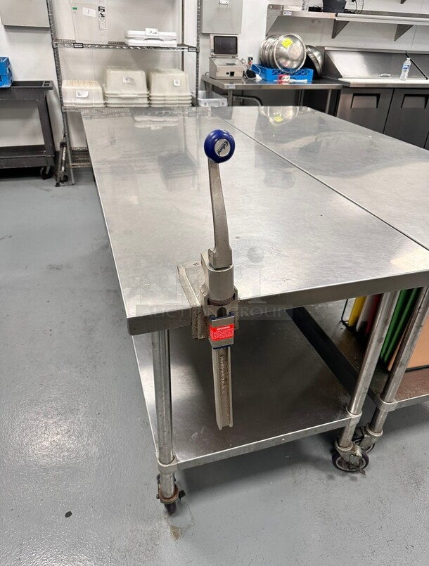 Deluxe Mobile Stainless Steel Worktable with Bottom Shelf - 84 x 30 NSF With Can Opener - Image 3 of 7
