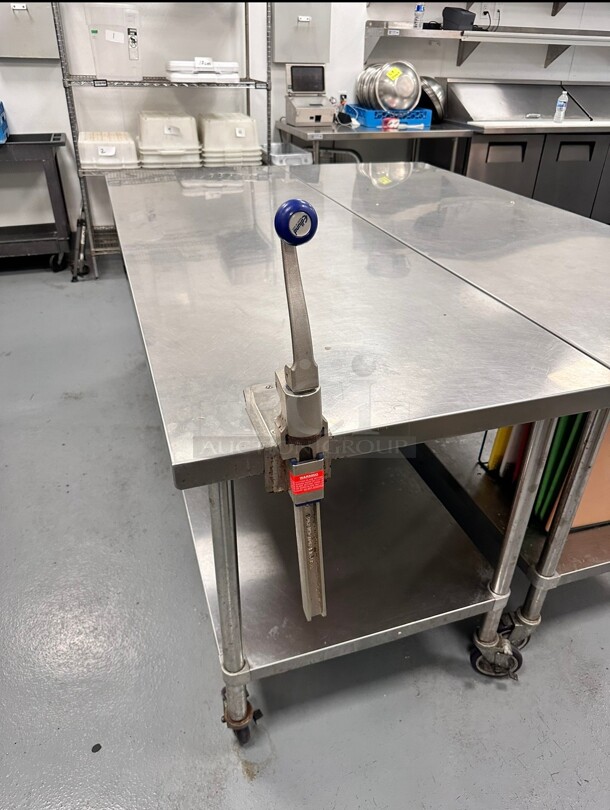 Deluxe Mobile Stainless Steel Worktable with Bottom Shelf - 84 x 30 NSF With Can Opener - Image 6 of 7