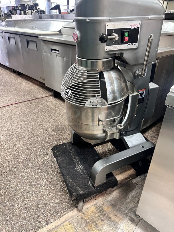 Late Model Used Avantco MX30 30 Qt. Planetary Floor Mixer with Guard, & Standard Accessories - 120V, 1 3/4 hp Working - Image 4 of 7