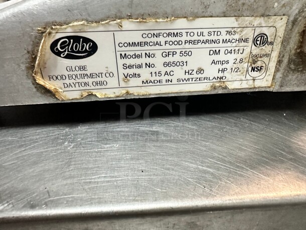 Globe GFP550 Food Processor Vegetable slicer GFP-550 Not Tested - Image 3 of 5