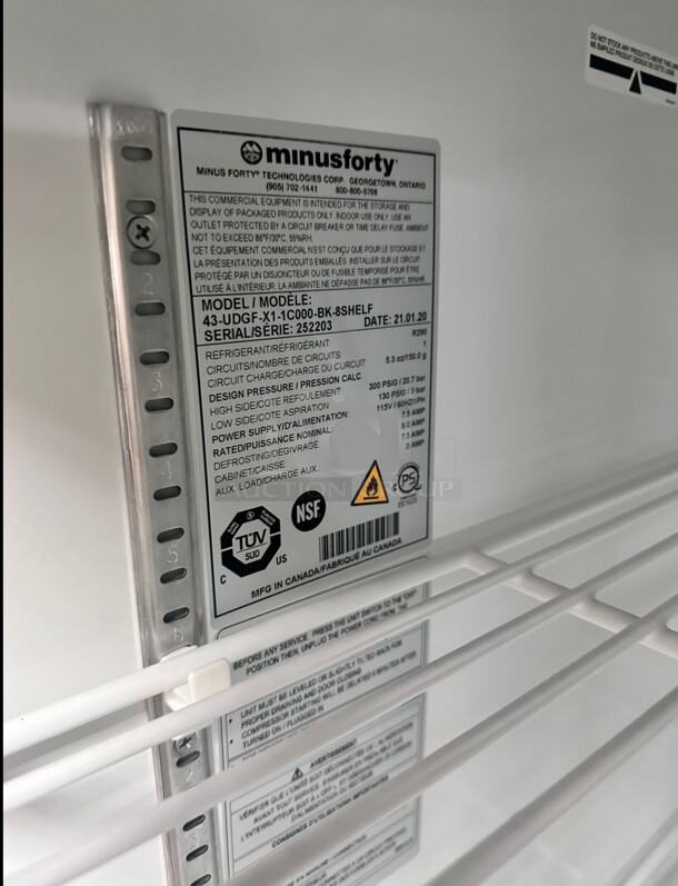 Late Model Minus Forty 43-UDGF 43 Cu Ft Double Door Freezer 115 Volt Working - Image 7 of 9