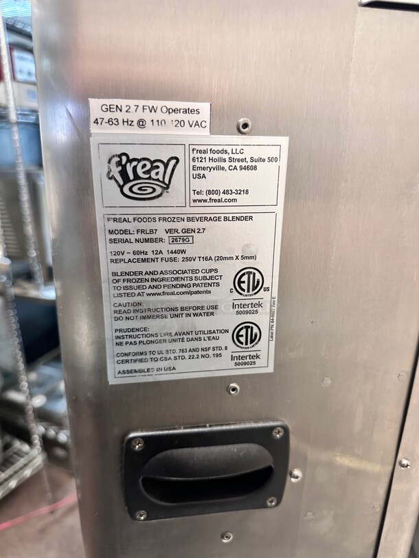 Late Model Freal FRLB7 Milkshake Blender Bar w/ Machine, Minus Forty Freezer 115 Volt Working - Image 9 of 11