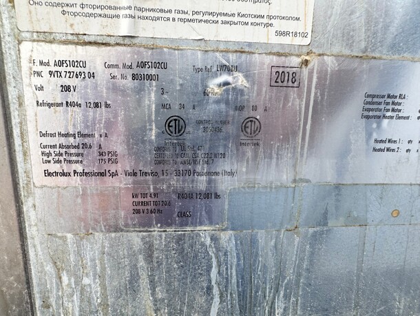Electrolux Commercial 727742 49 inch Floor Model Blast Chiller - (10) Pan Capacity, 208v/3ph Working - Image 6 of 7