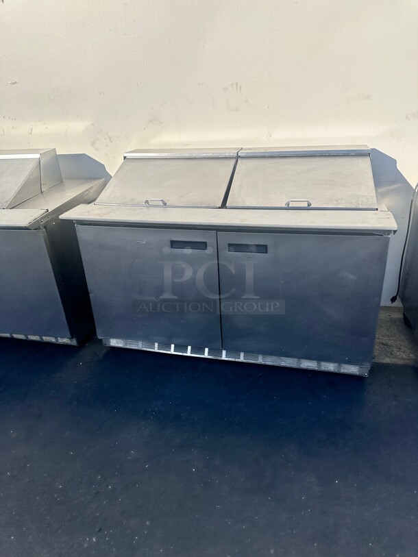 Used Delfield 4460NP-24M 60 inch 2 Door Front Breathing Mega Top Refrigerated Sandwich Prep Table 115 Volt Working - Image 2 of 9