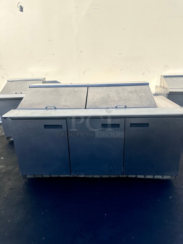 Used Delfield 4472N-24M 72 inch Front Breathing 3 Door Front Breathing Mega Top Refrigerated Sandwich Prep Table 115 Volt Working - Image 2 of 7
