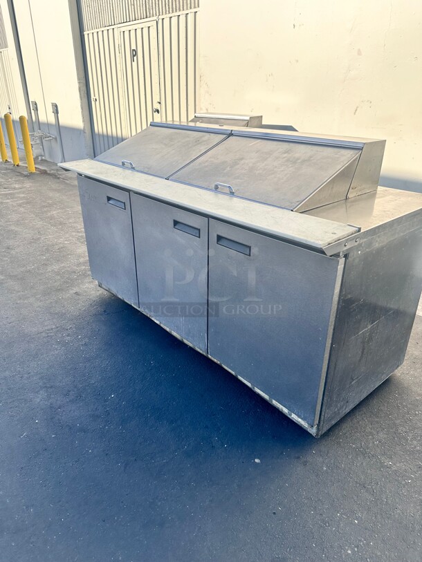Used Delfield 4472N-24M 72 inch Front Breathing 3 Door Front Breathing Mega Top Refrigerated Sandwich Prep Table 115 Volt Working - Image 4 of 7