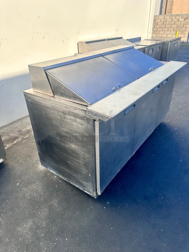 Used Delfield 4472N-24M 72 inch Front Breathing 3 Door Front Breathing Mega Top Refrigerated Sandwich Prep Table 115 Volt Working - Image 5 of 7
