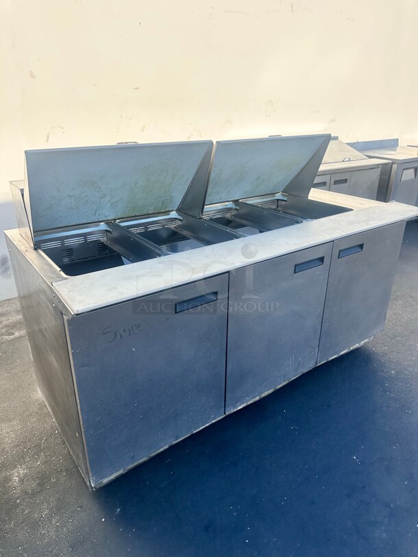 Used Delfield 4472N-24M 72 inch Front Breathing 3 Door Front Breathing Mega Top Refrigerated Sandwich Prep Table 115 Volt Working - Image 7 of 7