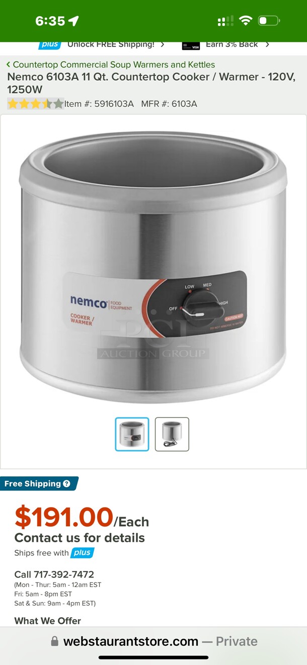 Nemco 6103A 11 Qt. Countertop Cooker / Warmer - 120V, 1250W - Image 5 of 7