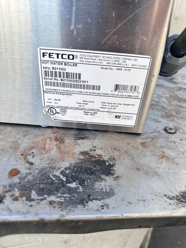 Late Model Used Fetco HWB-2110 B211051 10 Gallon Hot Water Dispenser with Touchscreen Controls - 208-240V, 6.1 kW Working - Image 6 of 11