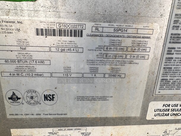 Pitco SSPG14 12 Gallon Gas Pasta Cooker w/ Digital Control - 60,000 BTU, Natural Gas Working - Image 6 of 9