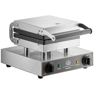 BRAND NEW SCRATCH AND DENT! 2023 Carnival King 382WBS46 Brussels Style Waffle Maker with Timer. 120 Volts, 1 Phase. Tested and Working!