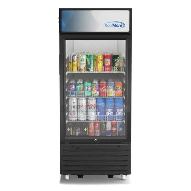 BRAND NEW SCRATCH AND DENT! KoolMore KM-MDR-1D-6C Metal Commercial Single Door Reach In Cooler Merchandiser. 115 Volt, 1 Phase. Tested and Working! - Image 1 of 5