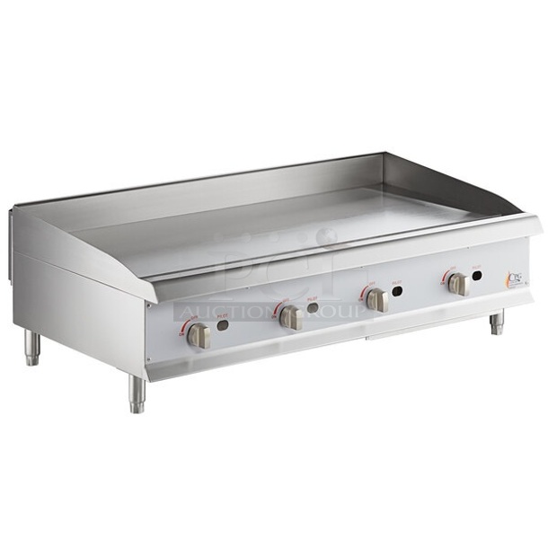 BRAND NEW SCRATCH AND DENT! 2023 Cooking Performance Group CPG 351GMCPG48NL Stainless Steel Commercial Countertop Natural Gas Powered Flat Top Griddle. 120,000 BTU.  - Image 1 of 6