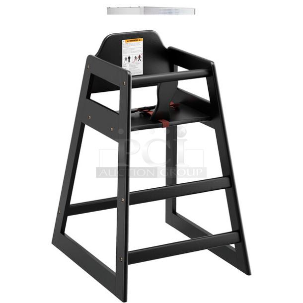 4 BRAND NEW SCRATCH AND DENT! Lancaster Table & Seating 164WHCASBK Standard Height Wooden High Chair with Black Finish. 4 Times Your Bid! - Image 1 of 8