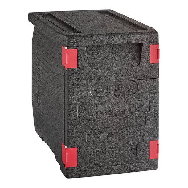 BRAND NEW SCRATCH AND DENT! CaterGator 215EPP400 Dash Black Front Loading EPP Insulated Food Pan Carrier - 6 Full-Size Pan Max Capacity  - Image 1 of 6