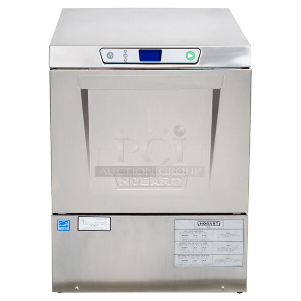 BRAND NEW SCRATCH AND DENT! 2023 Hobart LXEH Stainless Steel Commercial Undercounter Dishwasher. 208-240 Volts, 3 Phase.  - Image 1 of 7
