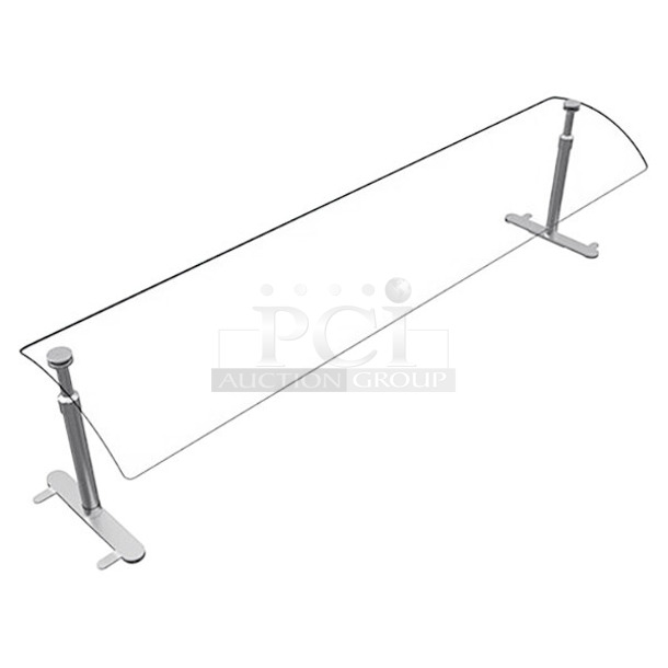 BRAND NEW SCRATCH AND DENT! Hatco 413EP95072 Flav-R-Shield 72" x 14" 1-Bay Portable Curved Acrylic Adjustable Sneeze Guard - Image 1 of 3