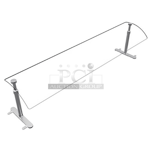 BRAND NEW SCRATCH AND DENT! Hatco 413EP95072 Flav-R-Shield 72" x 14" 1-Bay Portable Curved Acrylic Adjustable Sneeze Guard - Image 1 of 4