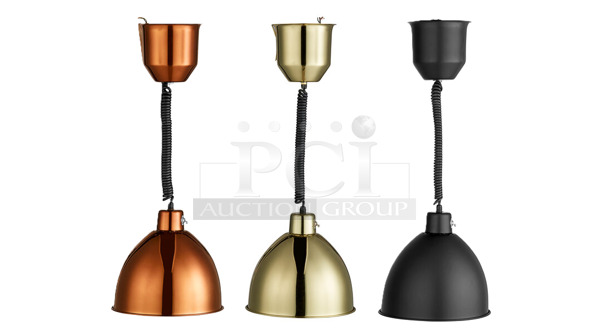 3 BRAND NEW SCRATCH AND DENT! Hanson Retractable Cord Ceiling Mount Heat Lamp; 800 Brass Finish, 400 Smoked Copper Finish, 800 Black Finish. 3 Times Your Bid! - Image 1 of 5