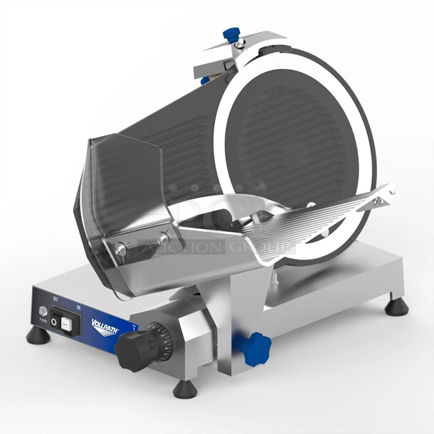 BRAND NEW SCRATCH AND DENT! Vollrath SLM300P/S Stainless Steel Commercial Countertop Meat Slicer w/ Blade Sharpener. 120 Volts, 1 Phase. Tested and Powers On But Parts Do Not Move - Image 1 of 8