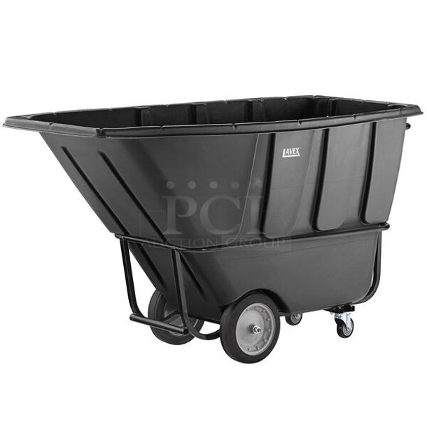 BRAND NEW SCRATCH AND DENT! Lavex 475AG103TBBK Black 1 Cubic Yard Black Standard-Duty Tilt Truck / Trash Cart (1250 lb. Capacity) - Image 1 of 5
