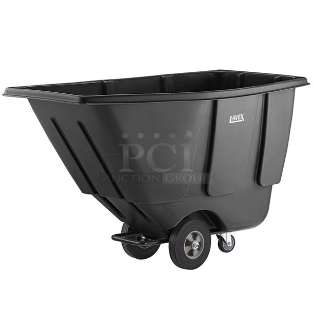 BRAND NEW SCRATCH AND DENT! Lavex 475AG0011BBK Black 0.5 Cubic Yard Black Standard-Duty Tilt Truck / Trash Cart (300 lb. Capacity) - Image 1 of 5
