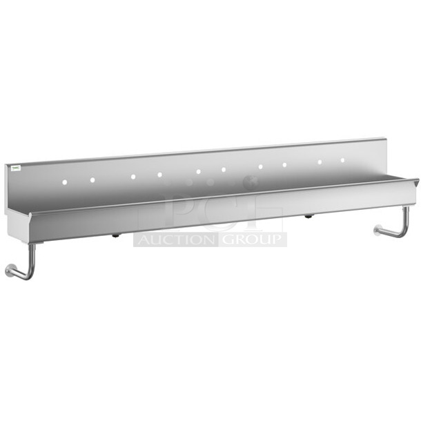 BRAND NEW SCRATCH AND DENT! Regency 600HSMS18120  120" x 17 1/2" Multi-Station Hand Sink for 5 Wall Mounted Faucets - Image 1 of 5