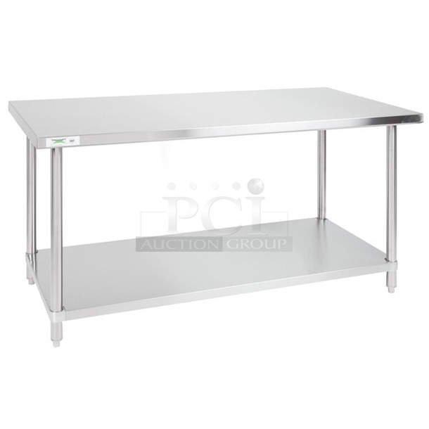 BRAND NEW SCRATCH AND DENT! Regency 600TS3060S 30" x 60" 16-Gauge 304 Stainless Steel Commercial Work Table with Undershelf. May Be Missing Pieces. - Image 1 of 2