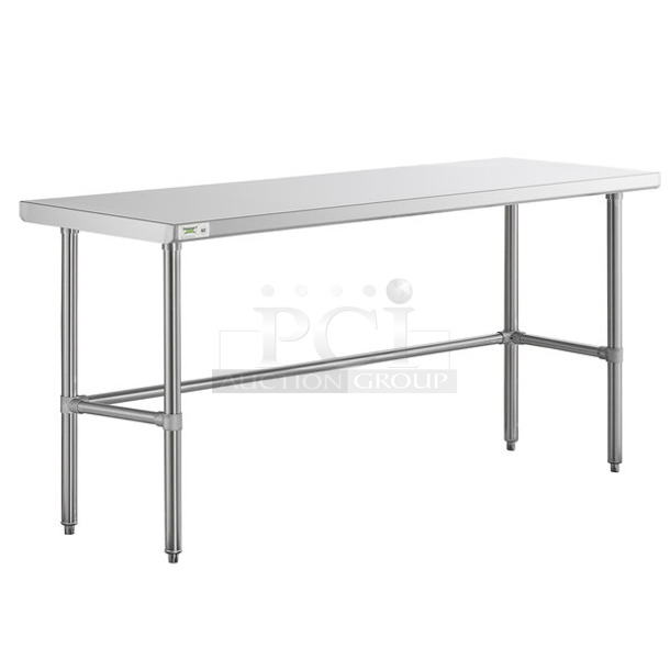BRAND NEW SCRATCH AND DENT! Regency 600WT24X72SS 24" x 72" 16-Gauge 304 Stainless Steel Commercial Open Base Work Table. May Be Missing Pieces. - Image 1 of 3