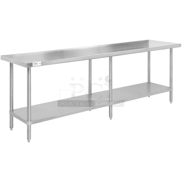 BRAND NEW SCRATCH AND DENT! Regency 600TS3084S 30" x 84" 16-Gauge 304 Stainless Steel Commercial Work Table with Undershelf. May Be Missing Pieces. - Image 1 of 3