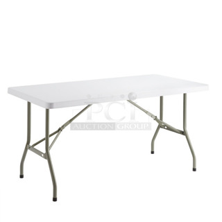 BRAND NEW SCRATCH AND DENT! Lancaster Table & Seating 384YCZ6030 30" x 60" Heavy-Duty Granite White Plastic Folding Table. May Be Missing Pieces.

