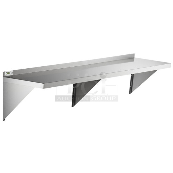 2 BRAND NEW SCRATCH AND DENT! Items; Regency 600WS1572HD 16 Gauge Stainless Steel 15" x 72" Heavy-Duty Solid Wall Shelf and Regency 600WS1872HD 16 Gauge Stainless Steel 18" x 72" Heavy-Duty Wall Shelf. 2 Times Your Bid! May Be Missing Pieces. - Image 1 of 3