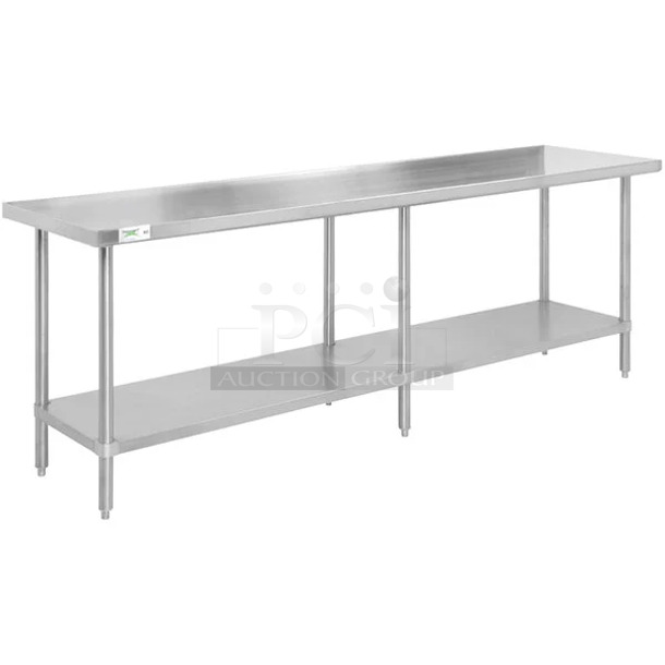 BRAND NEW SCRATCH AND DENT! Regency 600TS3084S 30" x 84" 16-Gauge 304 Stainless Steel Commercial Work Table with Undershelf. May Be Missing Pieces. - Image 1 of 2