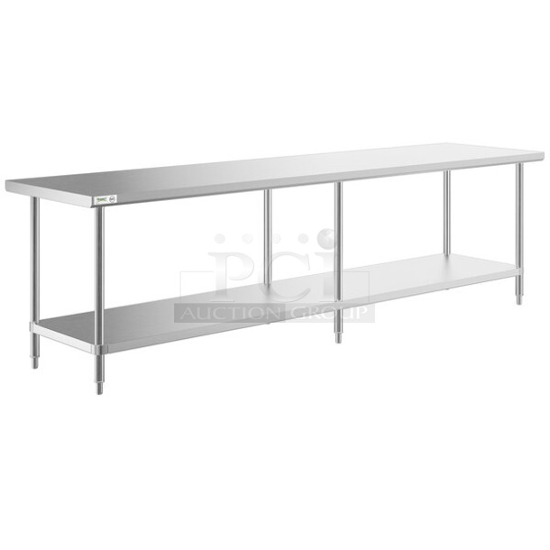 BRAND NEW SCRATCH AND DENT! Regency 600TS30120S 30" x 120" 16-Gauge 304 Stainless Steel Commercial Work Table with Undershelf. May Be Missing Pieces. - Image 1 of 2