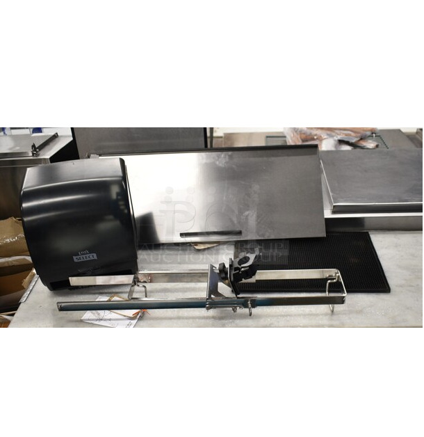 BRAND NEW SCRATCH AND DENT! Lot of 64927364 Robot Coupe 27364 Adjustable Immersion Blender Support for 20"-39" Diameter Pans, HP02B31S013C Beverage-Air 02B31S013C Lid Assy Dw64,Gf34,Sf34/64, Black Bar Mat, Lavex Hand Towel Dispenser.  - Image 1 of 8