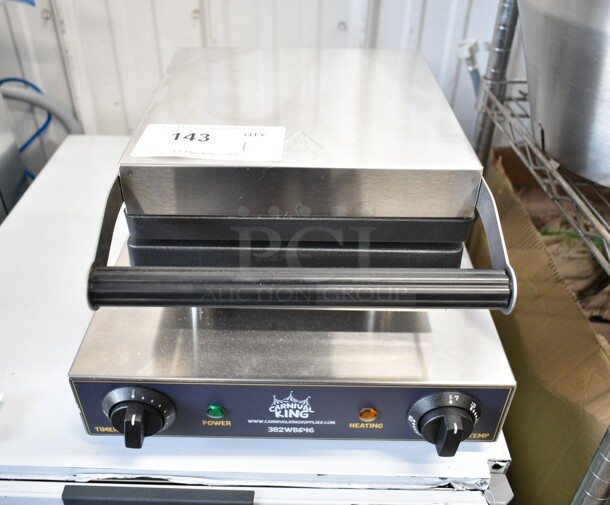 BRAND NEW SCRATCH AND DENT! 2023 Carnival King 382WBS46 Brussels Style Waffle Maker with Timer. 120 Volts, 1 Phase. Tested and Working! - Image 2 of 5