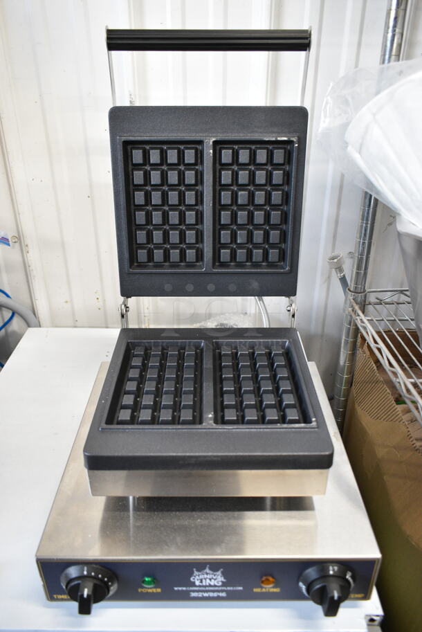 BRAND NEW SCRATCH AND DENT! 2023 Carnival King 382WBS46 Brussels Style Waffle Maker with Timer. 120 Volts, 1 Phase. Tested and Working! - Image 4 of 5