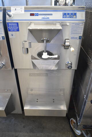 Carpigiani LB-502G Stainless Steel Commercial Water Cooled Floor Style Batch Freezer on Commercial Casters. 208/230 Volts, 3 Phase. 