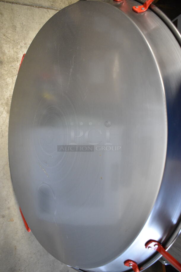 BRAND NEW SCRATCH AND DENT! Vigor 473PAELLA35C Metal 36" Round Paella Pan Skillet w/ 4 Handles.  - Image 4 of 4