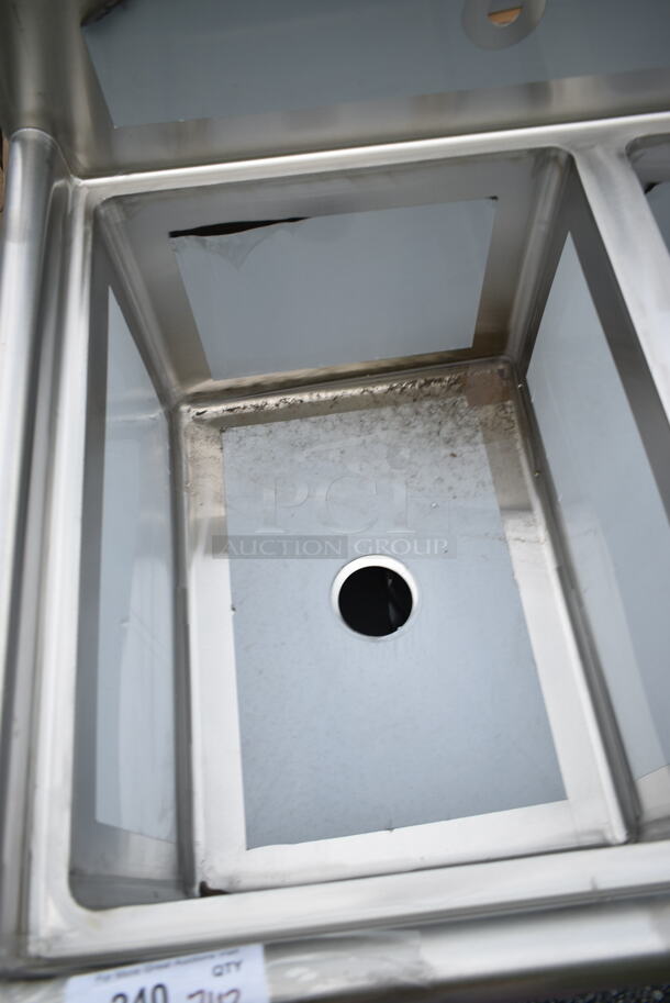 BRAND NEW SCRATCH AND DENT! Regency 600S2182424R Stainless Steel Commercial 2 Bay Sink w/ Right Side Drain Board. No Legs. Bays 18x24x15. Drain Board 22x25 - Image 5 of 6