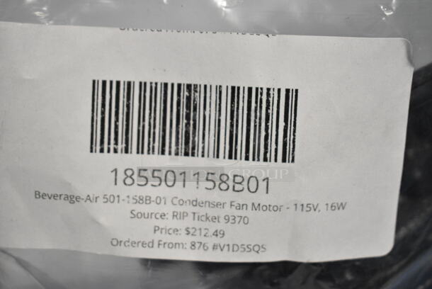 BRAND NEW SCRATCH AND DENT! Lot of Items Including 185502504D02 Beverage-Air 502-504D-02 Controller and 185501158B01 Beverage-Air 501-158B-01 Condenser Fan Motor - 115V, 16W - Image 4 of 4