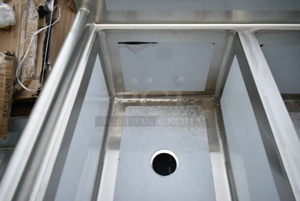 BRAND NEW SCRATCH AND DENT! Regency 600S2182424R Stainless Steel Commercial 2 Bay Sink w/ Right Side Drain Board. No Legs. Bays 18x24x15. Drain Board 22x25 - Image 5 of 6