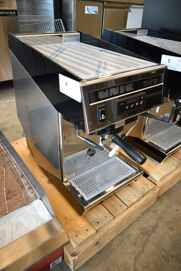 BRAND NEW SCRATCH AND DENT! 2021 Unic MIRA MIH1CA0RMBINS14 Mira Single Group High Profile Automatic Espresso Machine w/ Portafilter and Steam Wand. 110 Volts, 1 Phase.  - Image 3 of 10