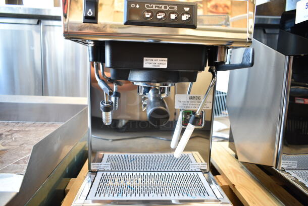 BRAND NEW SCRATCH AND DENT! 2021 Unic MIRA MIH1CA0RMBINS14 Mira Single Group High Profile Automatic Espresso Machine w/ Portafilter and Steam Wand. 110 Volts, 1 Phase.  - Image 4 of 10