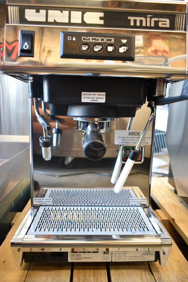 BRAND NEW SCRATCH AND DENT! 2021 Unic MIRA MIH1CA0RMBINS14 Mira Single Group High Profile Automatic Espresso Machine w/ Portafilter and Steam Wand. 110 Volts, 1 Phase.  - Image 5 of 10