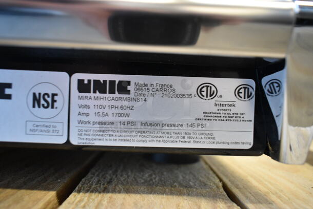 BRAND NEW SCRATCH AND DENT! 2021 Unic MIRA MIH1CA0RMBINS14 Mira Single Group High Profile Automatic Espresso Machine w/ Portafilter and Steam Wand. 110 Volts, 1 Phase.  - Image 9 of 10