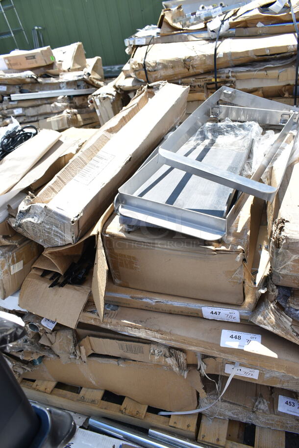 7 BRAND NEW SCRATCH AND DENT! Items; Assure 177AOGT1227 12 1/4" x 27" x 4" Add-On 2 Burner Griddle Top, Regency F12B5532D Double Speed Rail, Regency 600CR8 FIFO Wire Can Rack, Black Poly Strips. 7 Times Your Bid! May Be Missing Pieces. - Image 2 of 9